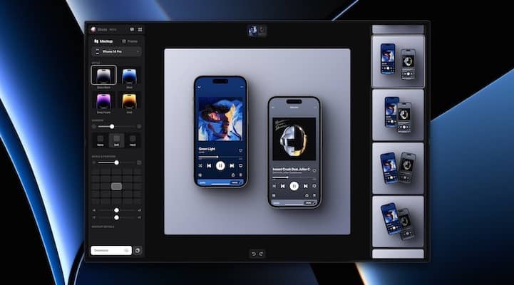 Shots editor showcase with beautiful background ready for Twitter post